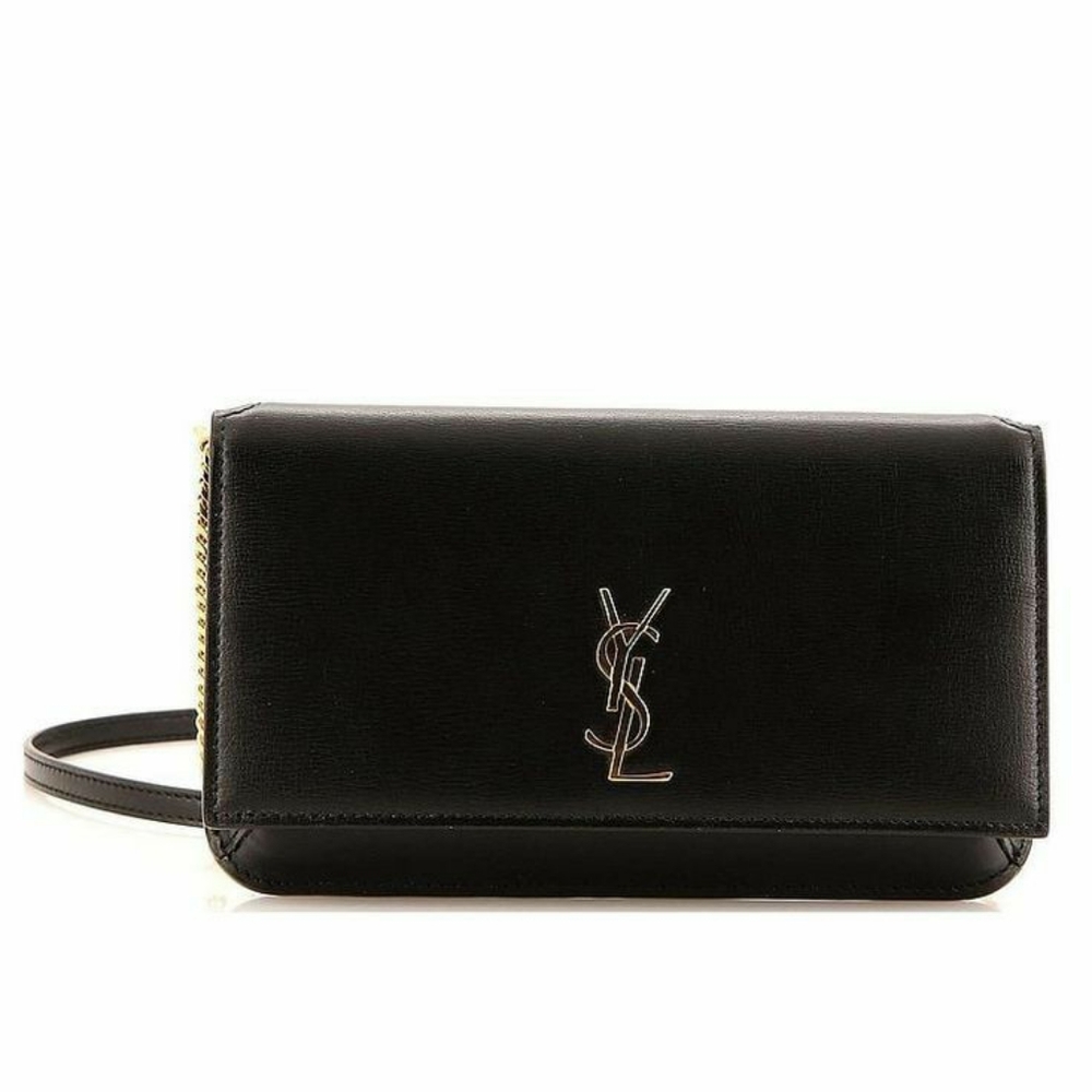 Saint Laurent Classic Monogram Phone Holder Shoulder Leather Black - Picture 1 of 2